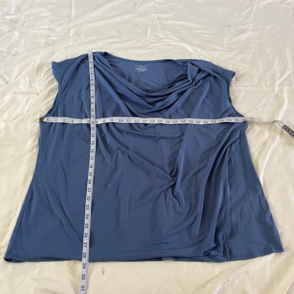 Lane Bryant Blue Cowlneck Wrap Top Wmns Sz 26/28/4X Work Office Career Stretch - Picture 6 of 6
